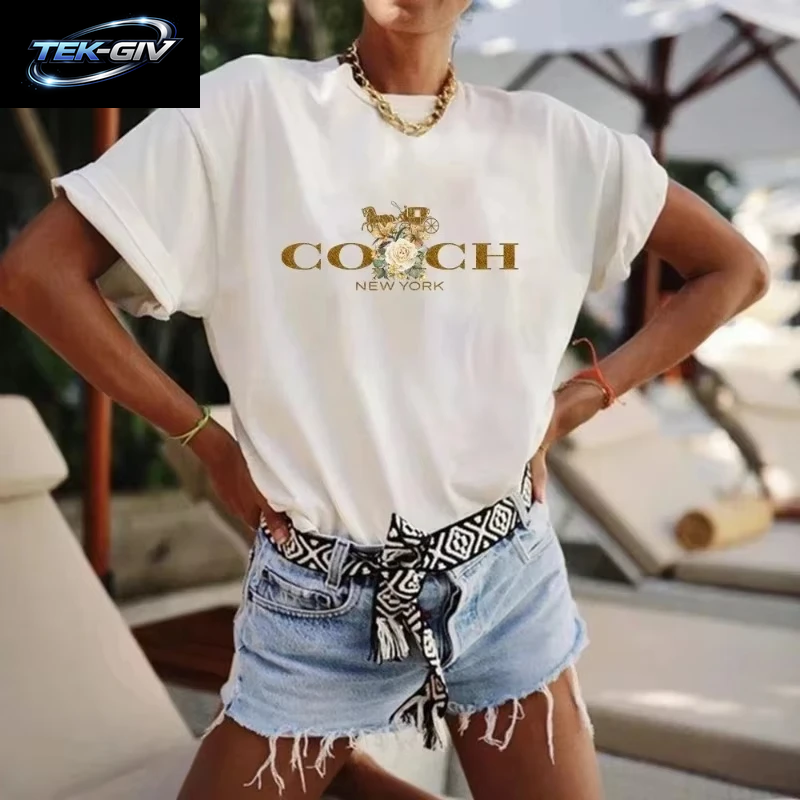 Frühling/Sommer 2026 Damen T-Shirt Luxus Bedrucktes O-Neck Top Muster Kurzarm Hip-Hop T-Shirt Damen Sommer Alphabet