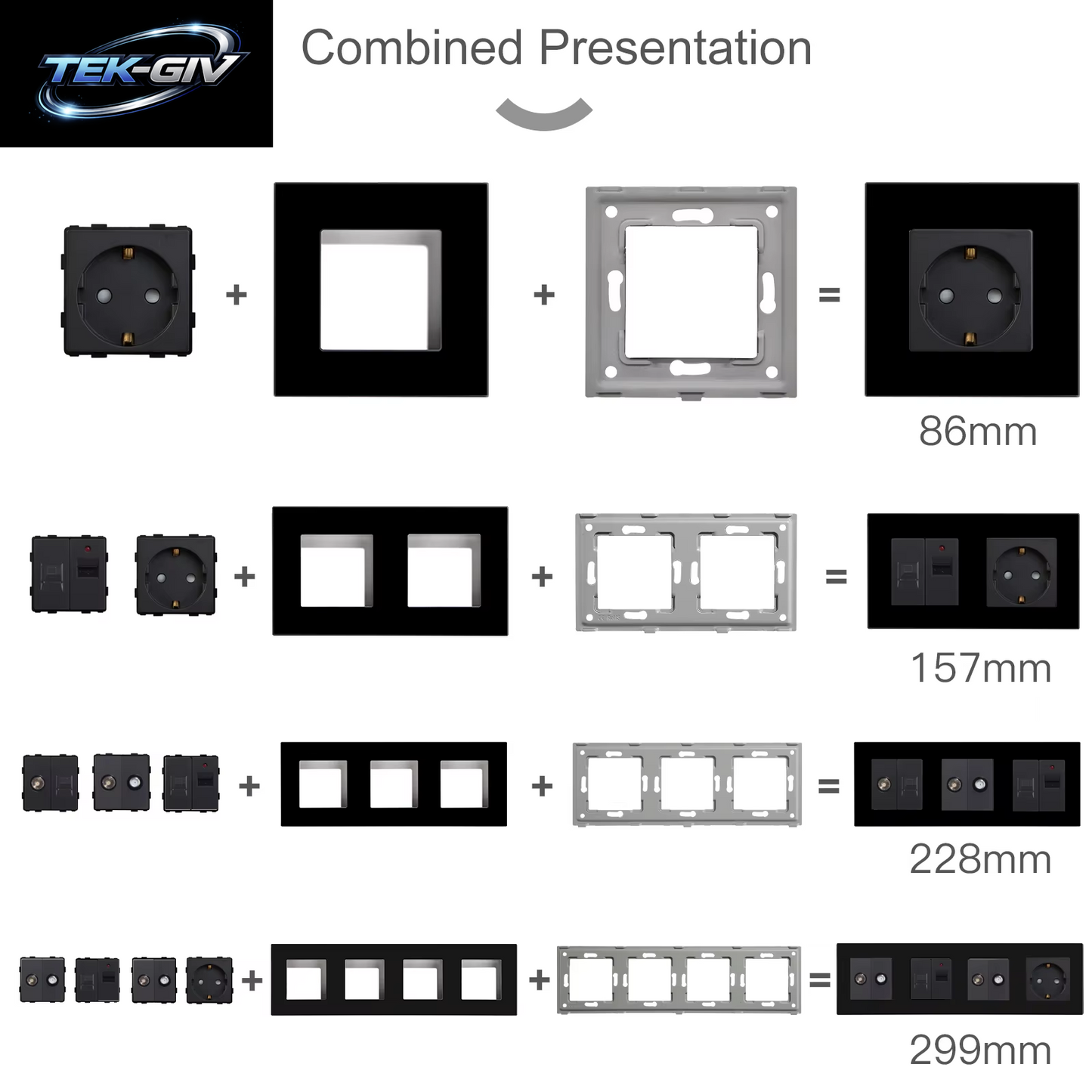 BSEED EU Standard Glas Steckdose Rahmen RJ45 PC CAT5 TV/ST HDMI Buchse Teile Steckdose Mit USB Typ-C Mechanische Taste Schalter