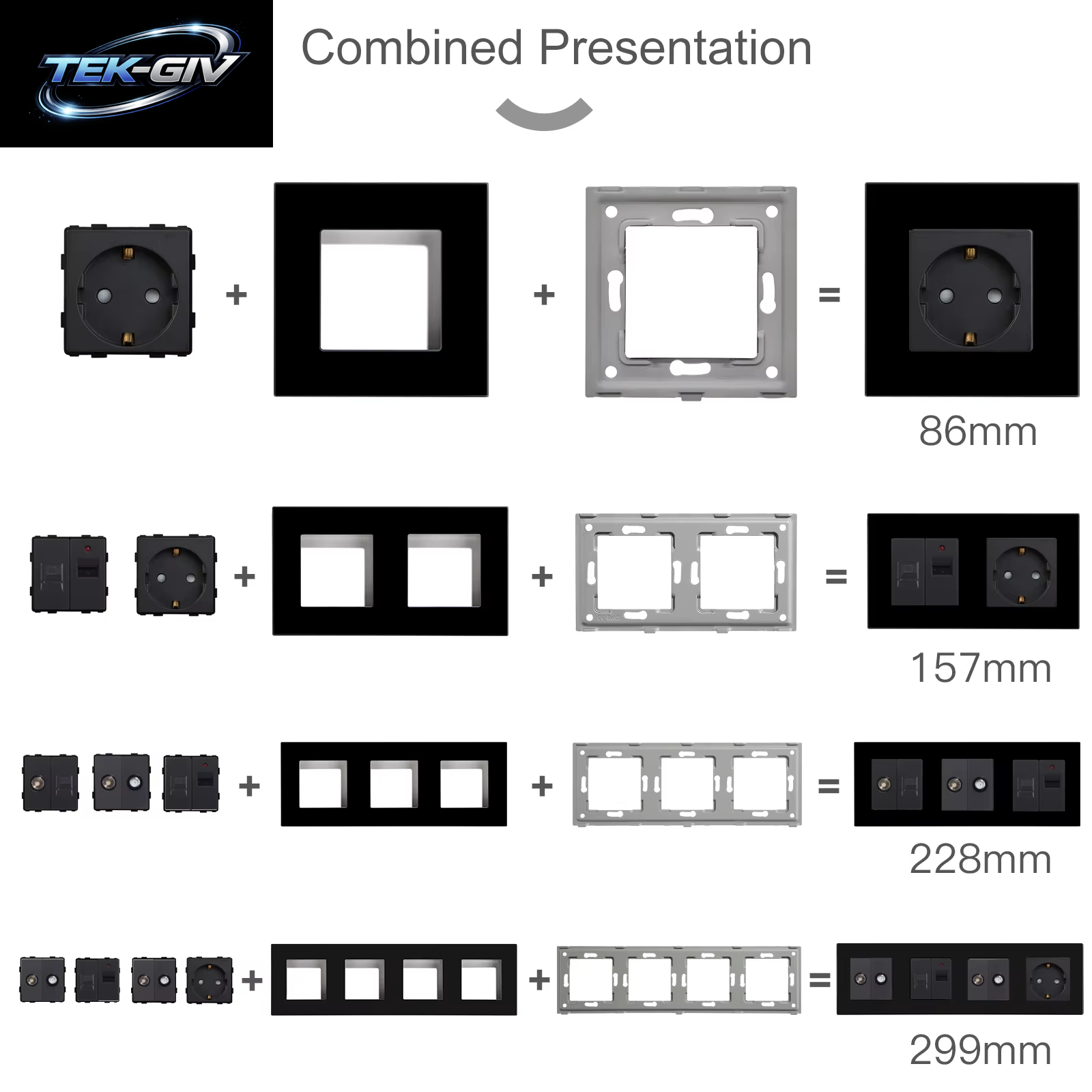 BSEED EU Standard Glas Steckdose Rahmen RJ45 PC CAT5 TV/ST HDMI Buchse Teile Steckdose Mit USB Typ-C Mechanische Taste Schalter