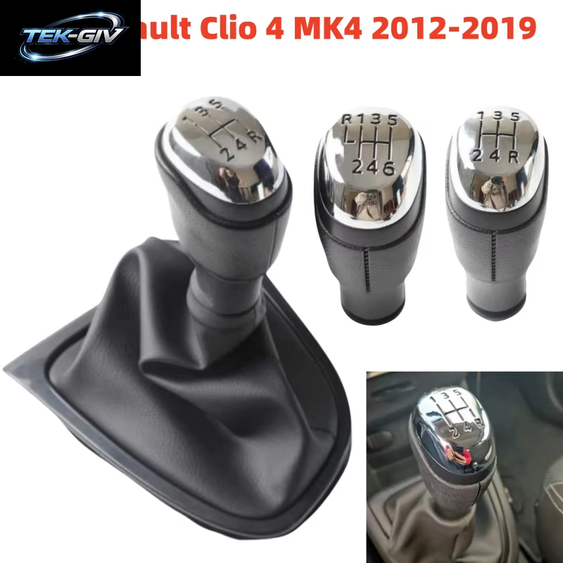 5/6 Geschwindigkeit Für Renault Clio 4 Mk4 IV 2012-2018 2019 2020 Auto Styling Zubehör Schaltknauf Leder Gaitor Boot Kragen Fall