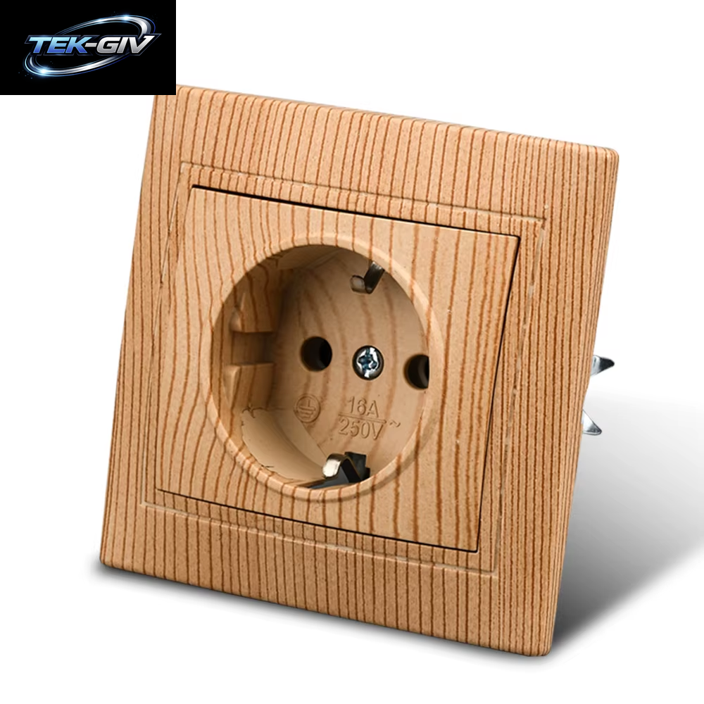 WESA Holzsteckdose, 16 A, Eu-Standard, Steckdose, Nicht Geschliffen, 86 Mm X 86 Mm, Flammhemmende Kunststoffplatten-Wandsteckdose