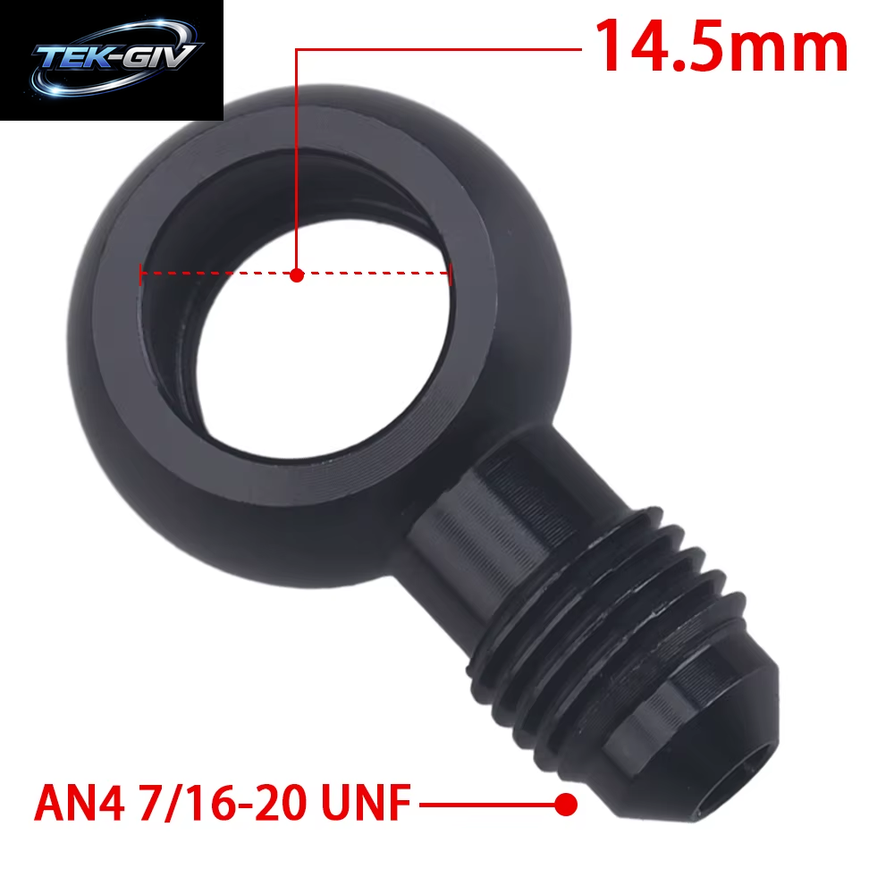 Schwarzer Aluminium-Banjo-Adapter, Passend Für 10An-Stecker, Flare AN3, AN4, AN6, AN8, AN10 Auf 12 Mm, 14 Mm, 16 Mm, Banjo-Loch Für Kraftstoff- Und Bremssysteme