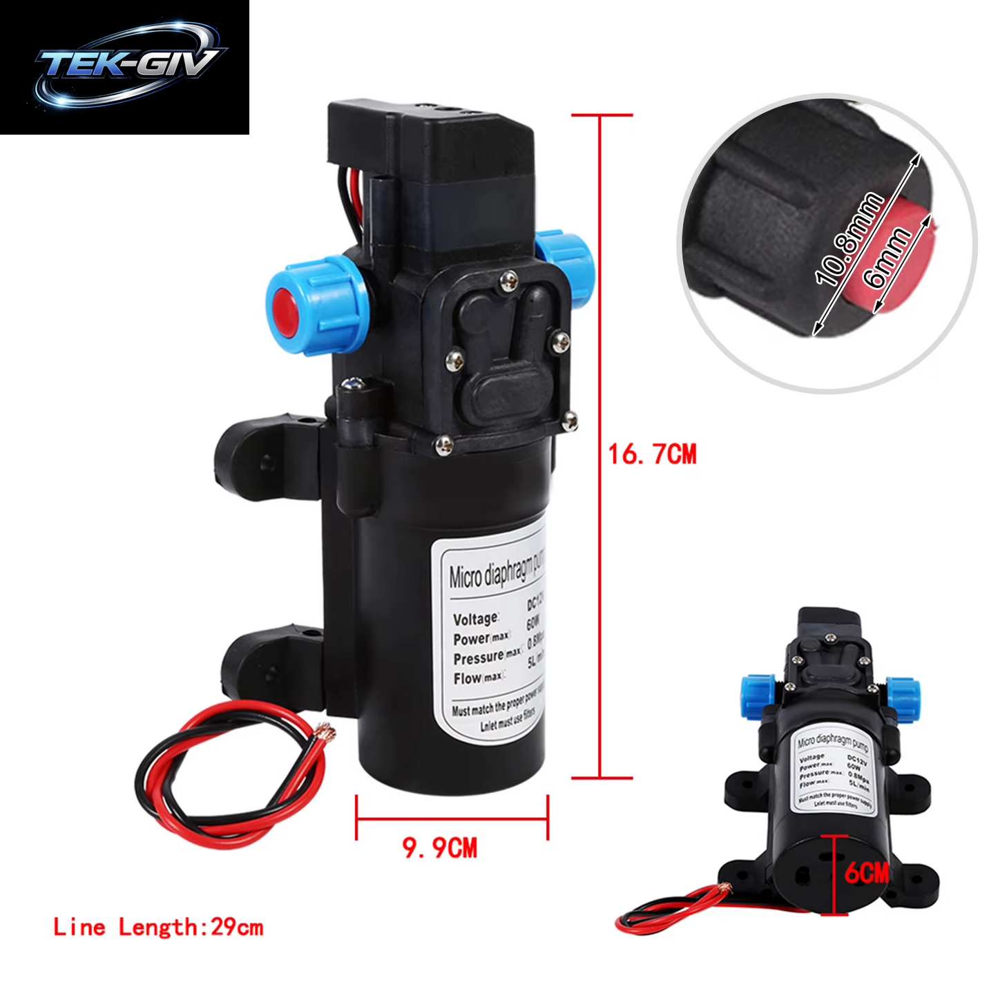 DC 12V Wasserpumpe Hochdruck 116Psi Selbst Ansaugendes Caravan Camping Boot