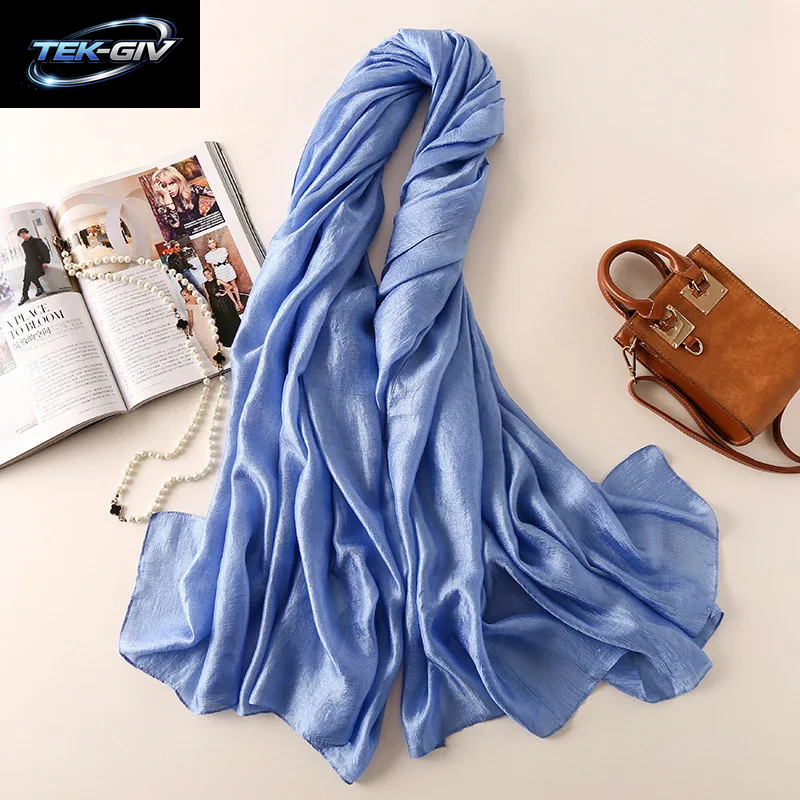 2023 Luxus Marke Frauen Mode Schal Plain Solide Seide Leinen Schals Schals Sommer Dame Bandanas Pashmina Foulard Hijab 180*90 Cm