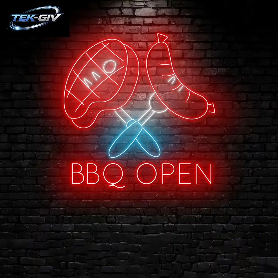 BBQ Offenes Neonschild Grill Led Schild Grill Fleisch Neonlicht Steak Restaurant Wandkunst Dekor Küche Home Wanddekoration