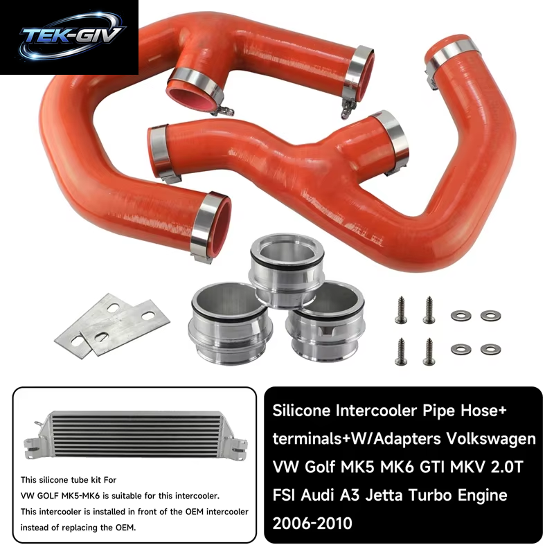Schwarz/Rot/Blau Silikon Turbo Intercooler Rohr Schlauch Passend Für Golf MK5 MK6 GTI 2.0 Fsi W/Adapter 2006-2009