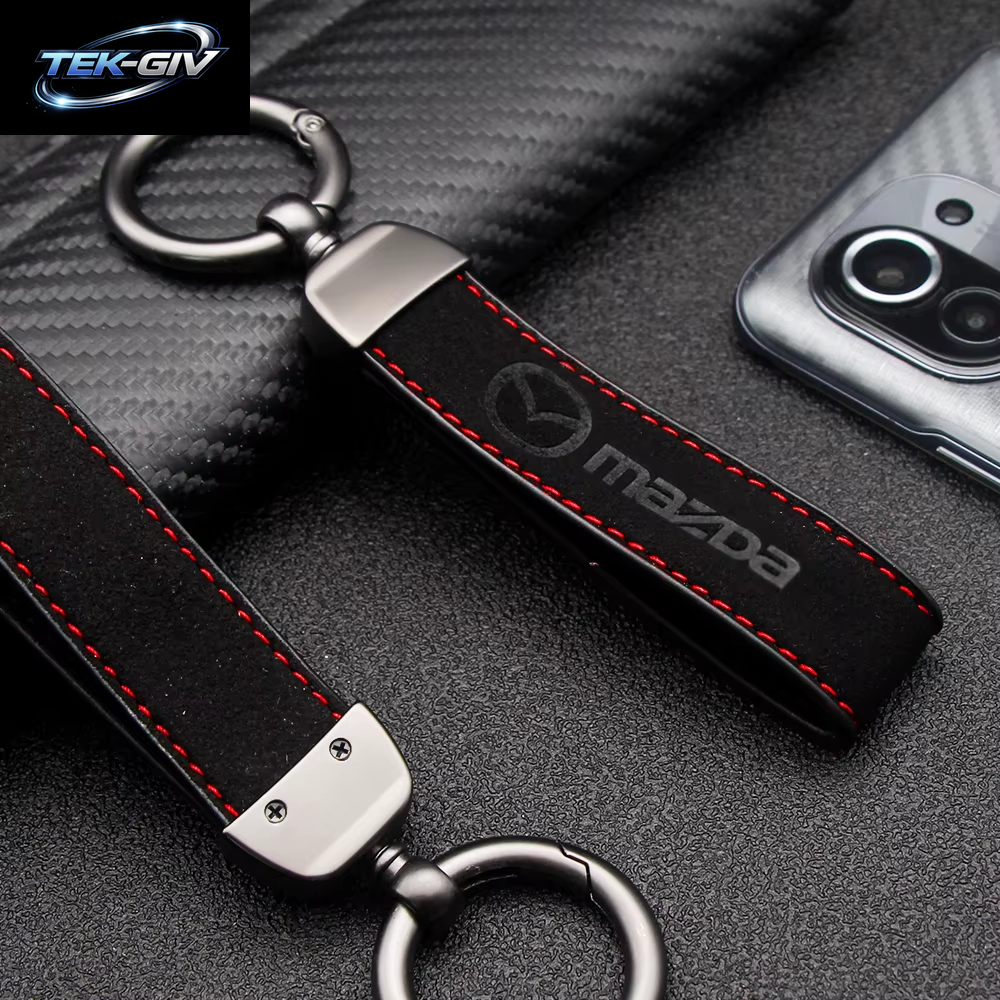 Leder Auto Schlüsselanhänger Schlüsselanhänger Ringe Metall Leder Für Mazda 2 3 5 6 CX5 CX9 CX7 CX4 CX3 CX30 MX5 MX3 BK Zubehör Auto Styling