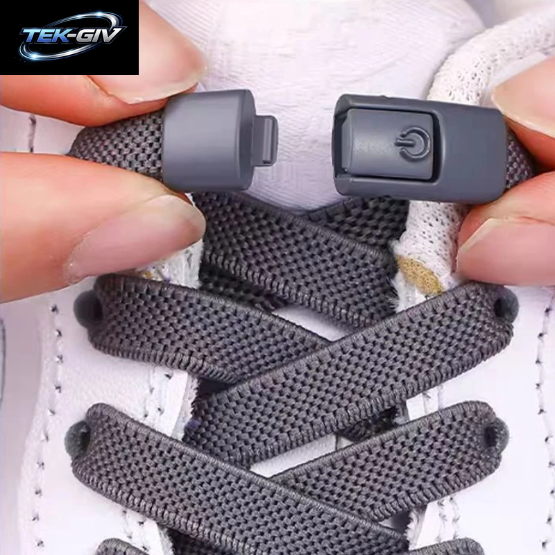 Neu Ohne Krawatten, Elastische Schnürsenkel, Keine Krawatte, Schnürsenkel, Press-Lock-Schnürsenkel, Sneaker, Kinder Und Erwachsene, 8 Mm, Verbreiterte Flache Schnürsenkel Für Schuhe