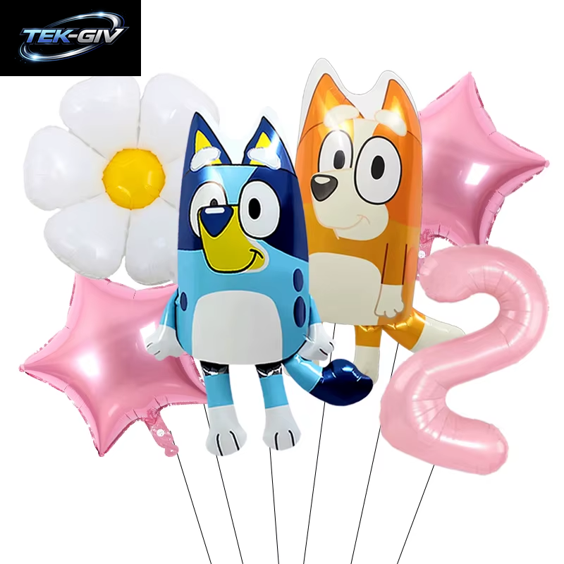 Anime Bluey Bingo Themen-Folienballons Set Latexballons Kindergeburtstag Party Dekoration Babyparty Zahlenballon Globos