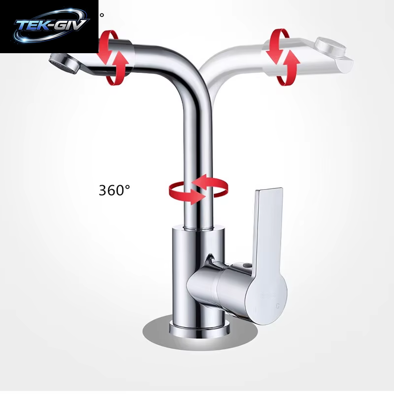 360 ° Rotierender Waschbecken-Wasserhahn Für Küche Und Bad, Warm- Und Kaltwasserhahn Mit Doppeltem Verwendungszweck, Spritzwassergeschützt