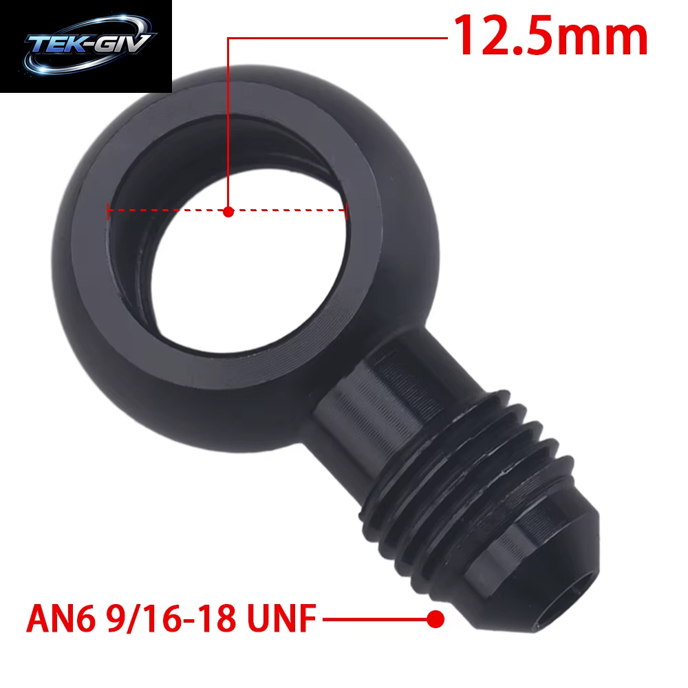 Schwarzer Aluminium-Banjo-Adapter, Passend Für 10An-Stecker, Flare AN3, AN4, AN6, AN8, AN10 Auf 12 Mm, 14 Mm, 16 Mm, Banjo-Loch Für Kraftstoff- Und Bremssysteme