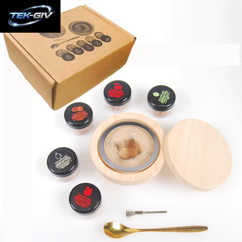 Räucher-Set Mit Glasplatte, Cocktail-Räucher-Set Mit 4 Holzspäne, Barkeeper-Zubehör Für Whisky-Getränke, Raucher-Geschenkset Für Männer