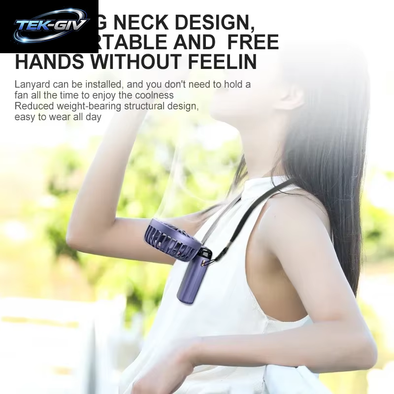 Tragbarer Mini-Handventilator, Faltbar, Zum Aufhängen Am Hals, 5 Geschwindigkeiten, Wiederaufladbarer Usb-Ventilator Mit Telefonständer Und Bildschirm, 1800 Mah