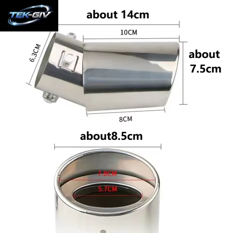 Universal Auspuff Spitze 63Mm Auto Auspuff Outlet Edelstahl Auto Schwanz Hals Auspuffrohr Dekoration Änderung Zubehör Für Auto