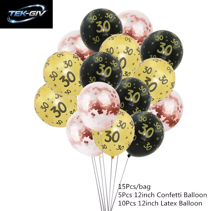 Schwarzgold 30 40 50 60 Jahre Geburtstag Latexballons Erwachsene Männer Frauen Alles Gute Zum Geburtstag Party Dekor Hochzeit 30. Jahrestag Zubehör