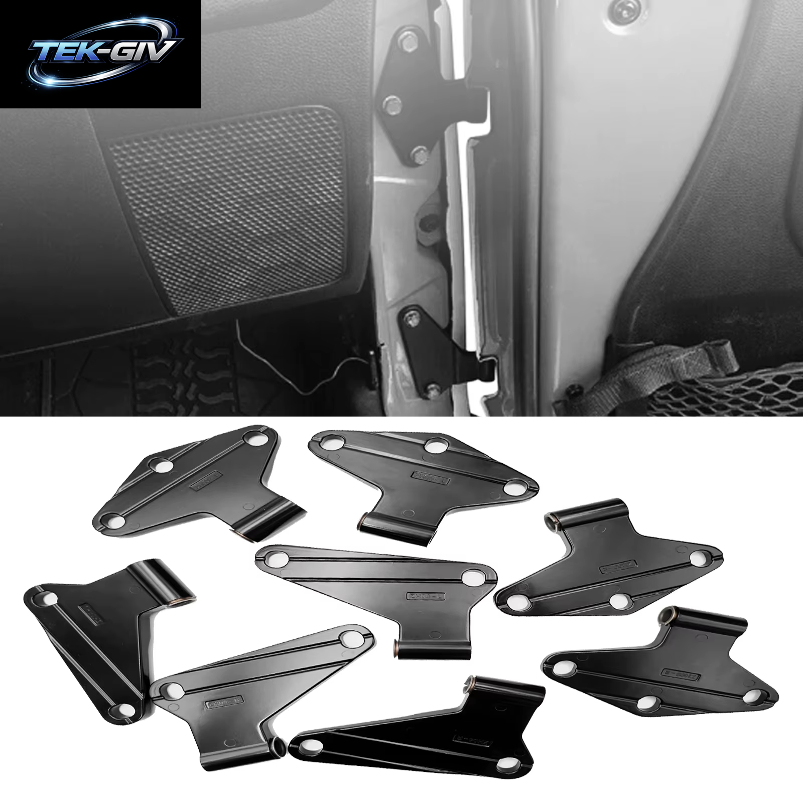 Auto Innen Tür Scharnier Kit Bolzen Teile Zubehör Fit Für Jeep Wrangler JK 2007-2018 4-Türer Vorne Hinten Seite Scharniere Ersatz