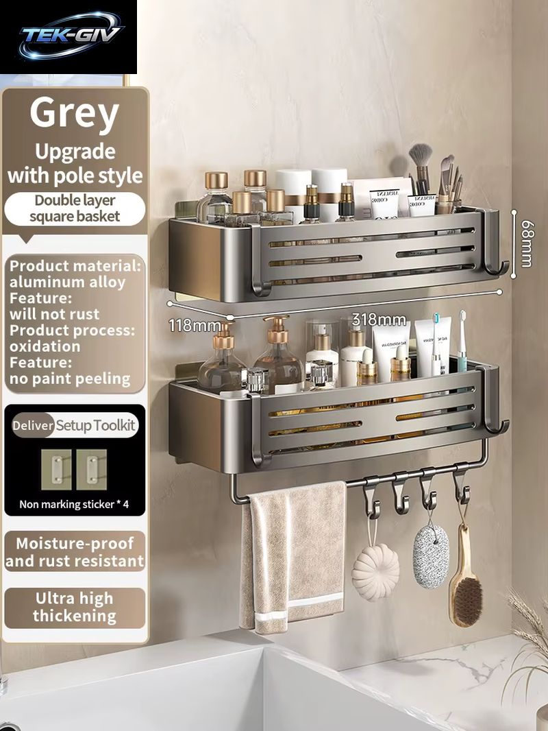 Keine Notwendigkeit, Wand Zu Bohren Für Die Installation, Badezimmerregal Aus Aluminium, Shampoo-Regal, Aufbewahrungshalter, Küchen-Organizer, Wandregal