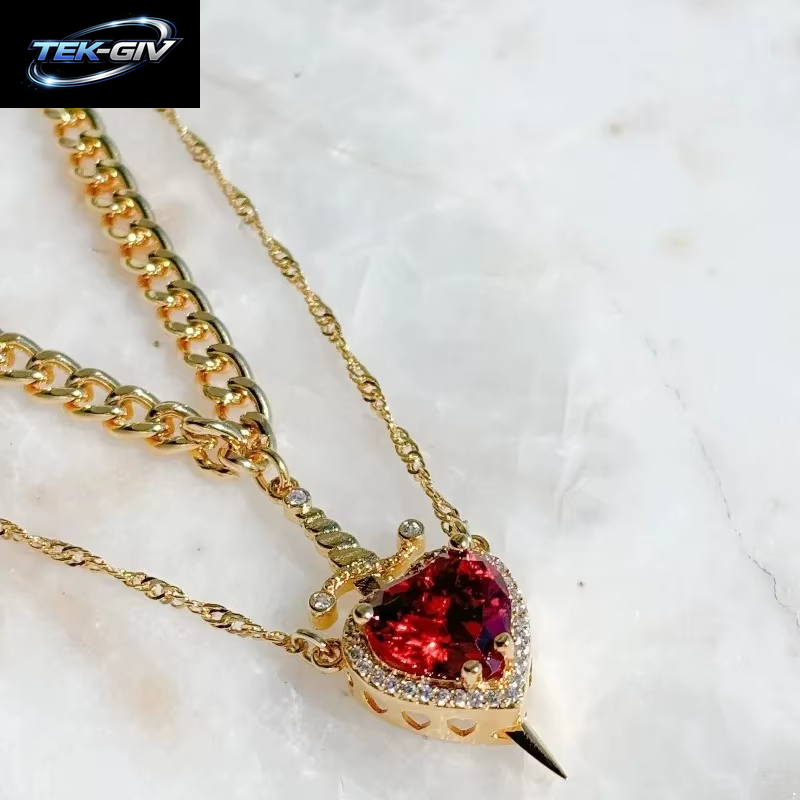 Herz Schwert Paar Halskette Romantische Valentinstag Geschenk Schmuck Sterling Silber Passendes Set Für Frauen Männer