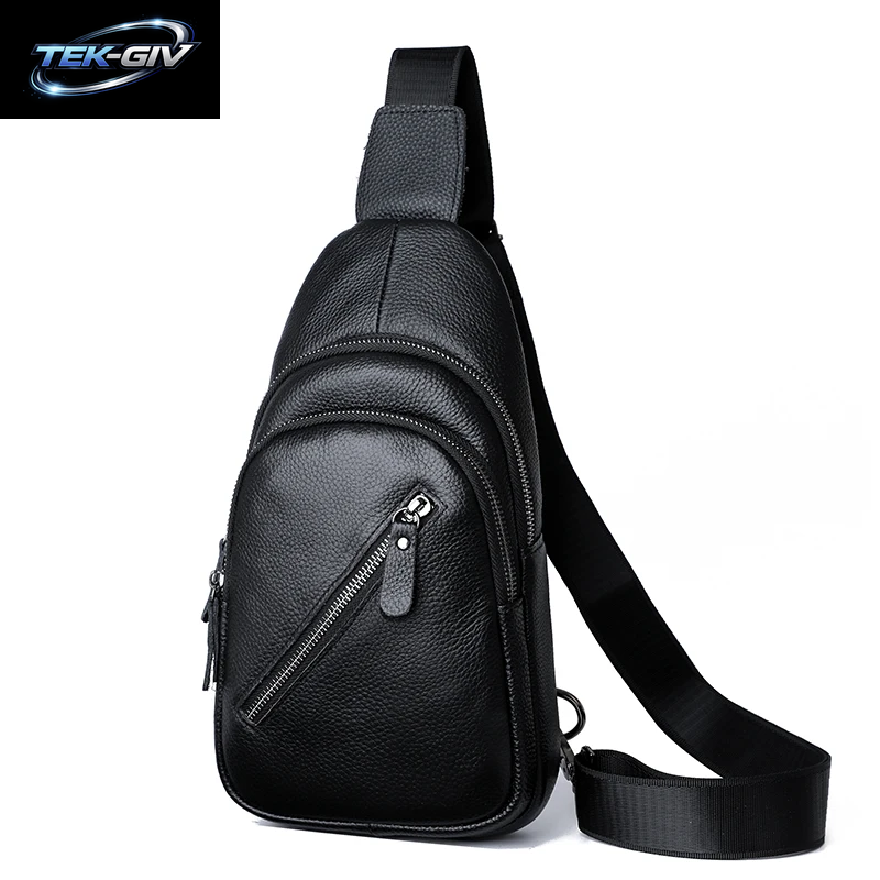 100% Echtes Leder Männer Brust Tasche Männlichen Schulter Tasche Messenger Tasche Lässige Umhängetasche Mode Männer Reinheit Handtasche