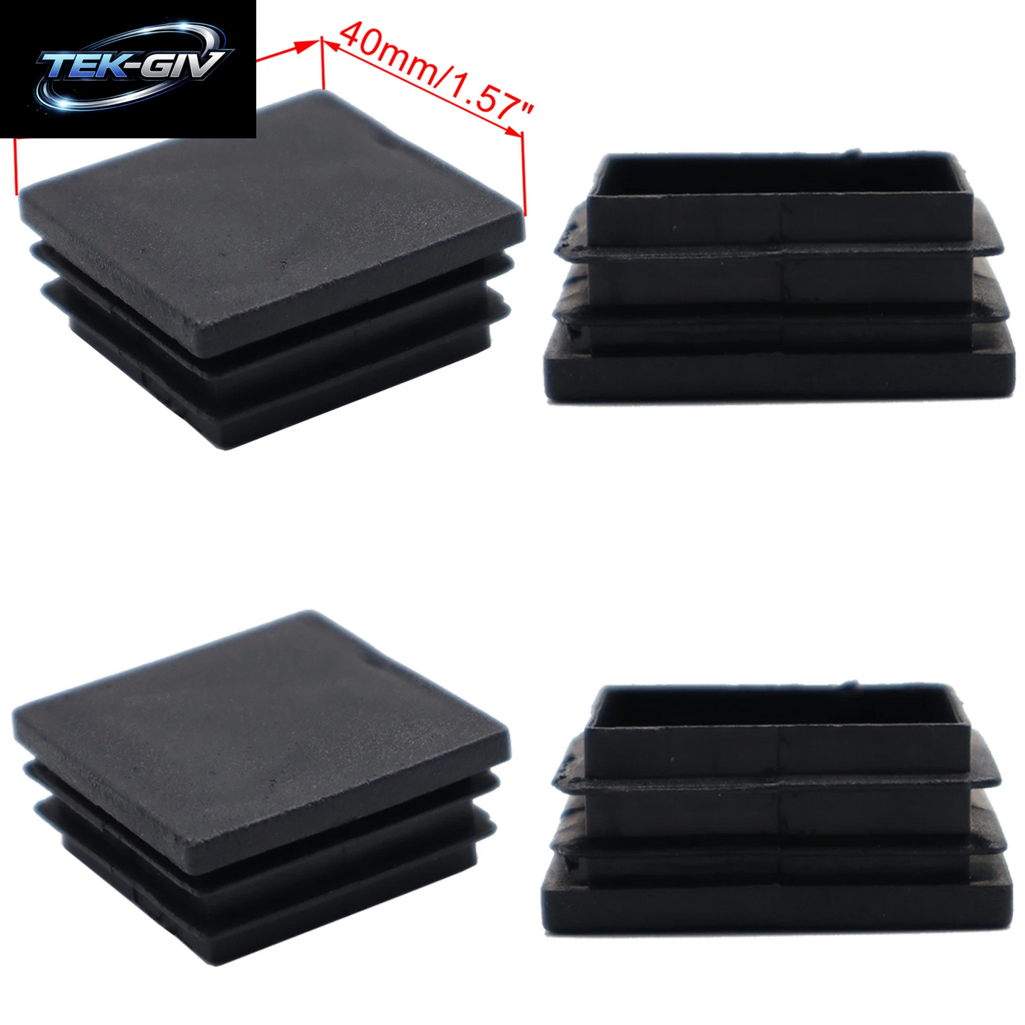 4Pcs Schwarz Stanzen End Caps Platz Rohr Einsätze Rohr Box Abdeckung Bungs Stecker Home Möbel Füße DIY Zubehör 25/40/50Mm
