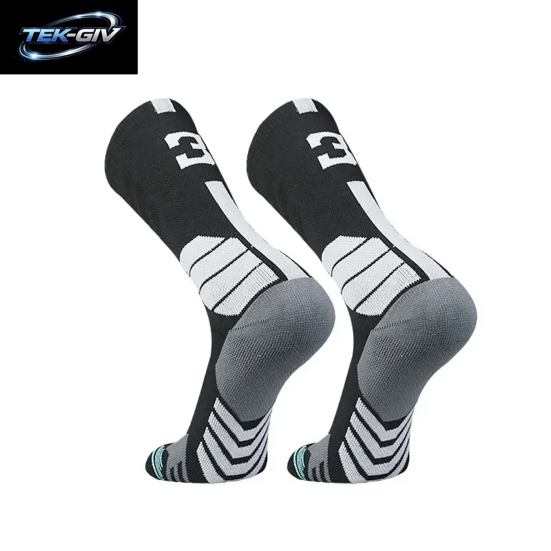Hochwertige Elite-Basketballsocken Kompressionssocken Für Herren Mit Nummerierung Erwachsene Frottee-Sohle Outdoor-Sportsocken Unisex