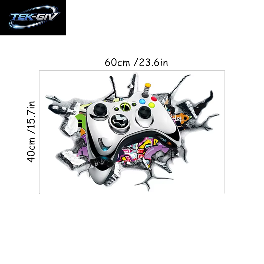 3D Broken Wall Hole Art Gamer Gamepad Vinyl Wandaufkleber Für Zuhause Kinderzimmer Junge Schlafzimmer Play Zone Dekoration Videospiel Poster