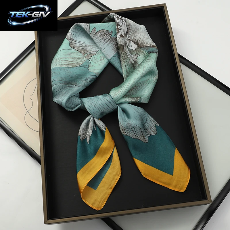 60 Farben Luxus-Schal Für Damen 70*70Cm Seidengefühl Quadratisches Haartuch Foulard Satin-Schal Großformatiges Kopftuch Hijab Taschentuch