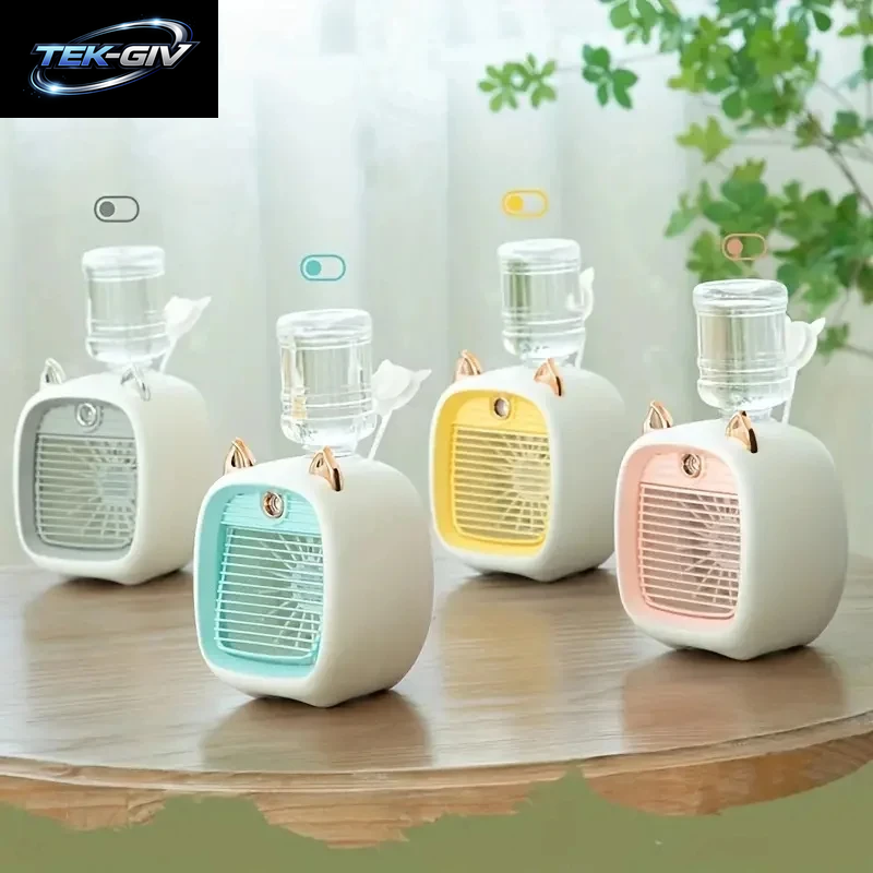 TINSOL Usb-Mini-Klimaanlagenventilator, Luftbefeuchter, Tischventilator, Elektrisch, 1200 Mah, Klimaanlage Mit Drei Gängen, Kühlventilator