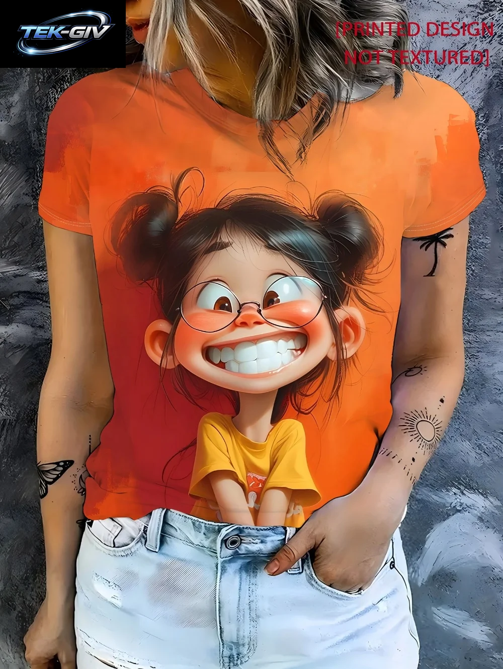 2026 Frühling Sommer Süßes Mädchen-Motiv T-Shirt Locker Sitzend Damen Lässig Lustige Grafik Streetwear Bequeme Kurzarm Damenbekleidung