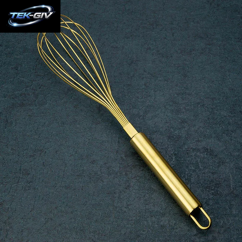 1Pcs Gold Edelstahl Schneebesen Hand Schneebesen Ei Mischer Backen Kuchen Werkzeug Backen Set Home Egg Werkzeuge Küche Zubehör F