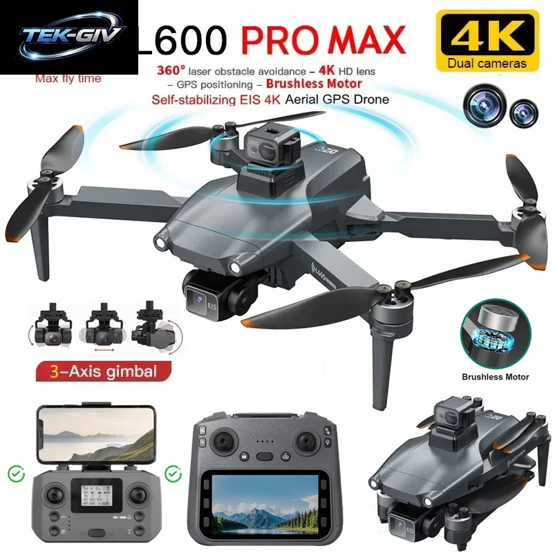 Neue L600 Pro MAX 4K Professionelle Drohne Mit 8K HD Kamera 3-Achsen Gimbal GPS Eders Hindernis Vermeidung 5G WIFI FPV RC Quadcopter Spielzeug