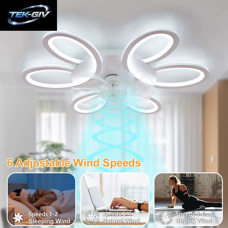 Led-Deckenventilator Mit Licht, 65,6 Cm, Geräuschlos, 6-Gang-App-Fernbedienung, Modernes Zuhause, Intelligente Ventilatorlampe, 3 Farben, Dimmbar, Kinderzimmer, Schlafzimmer