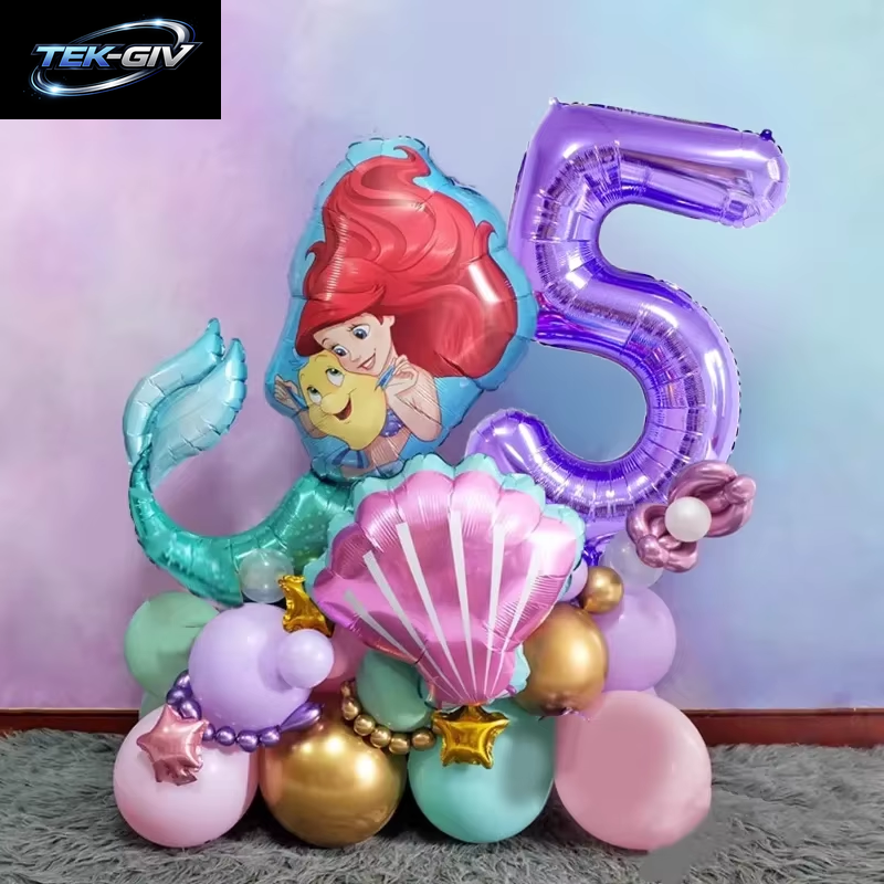 Die Kleine Meerjungfrau Geburtstag Party Dekoration Prinzessin Ariel Papier Serviette Teller Tasse Tischdecke Luftballons Kinder Baby Shower Supplies