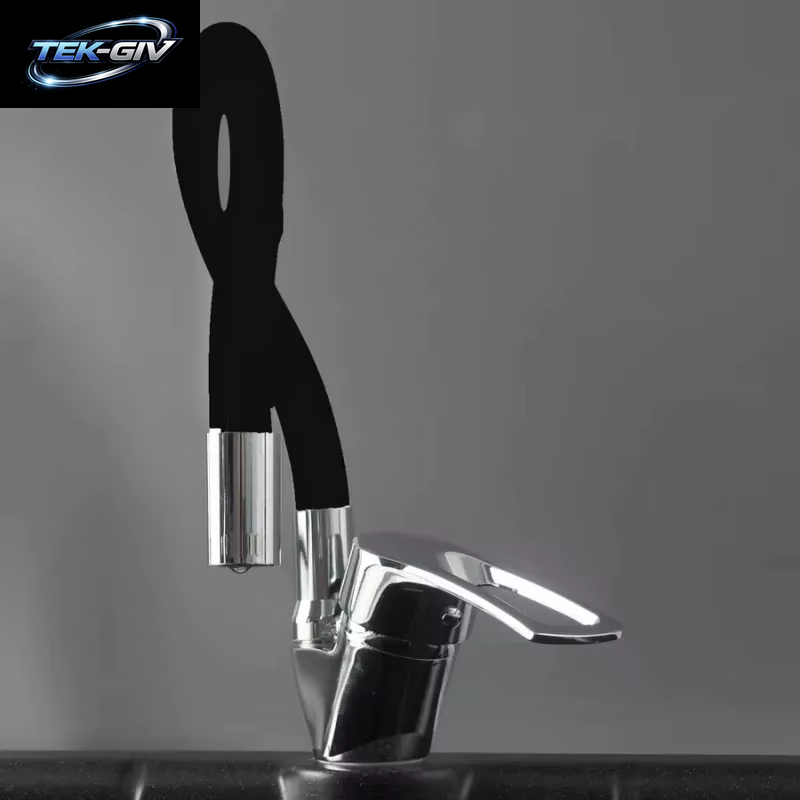 Küchenspüle-Wasserhahn, Warm- Und Kaltwasser-Mischbatterie, 360 Grad Drehbar, Flexibler Schlauchhahn, Deckmontage, Einloch-Wasserhahn Für Die Küche