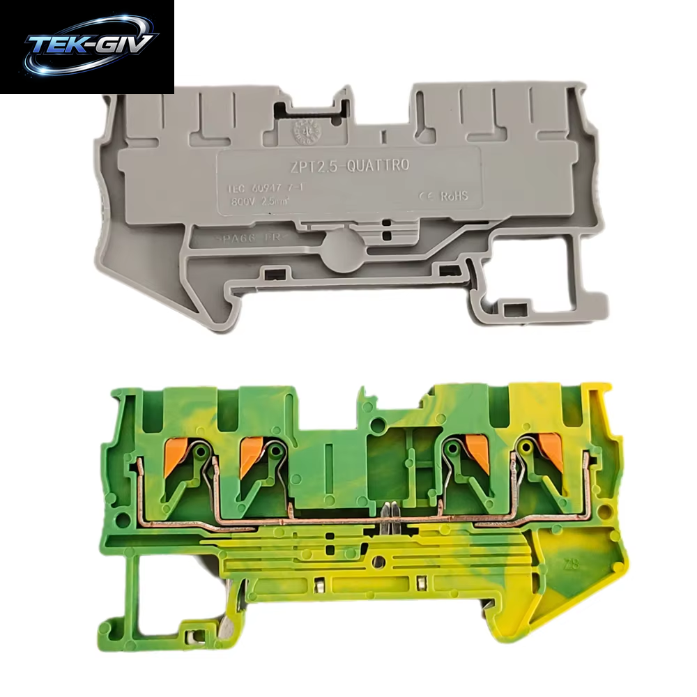 10 Stücke PT2,5 QUATTRO Push-In Feder 4-Leiter Streifen Stecker PT 2,5 Draht Elektrische Stecker Din-Schiene Terminal Block PT2.5-QU