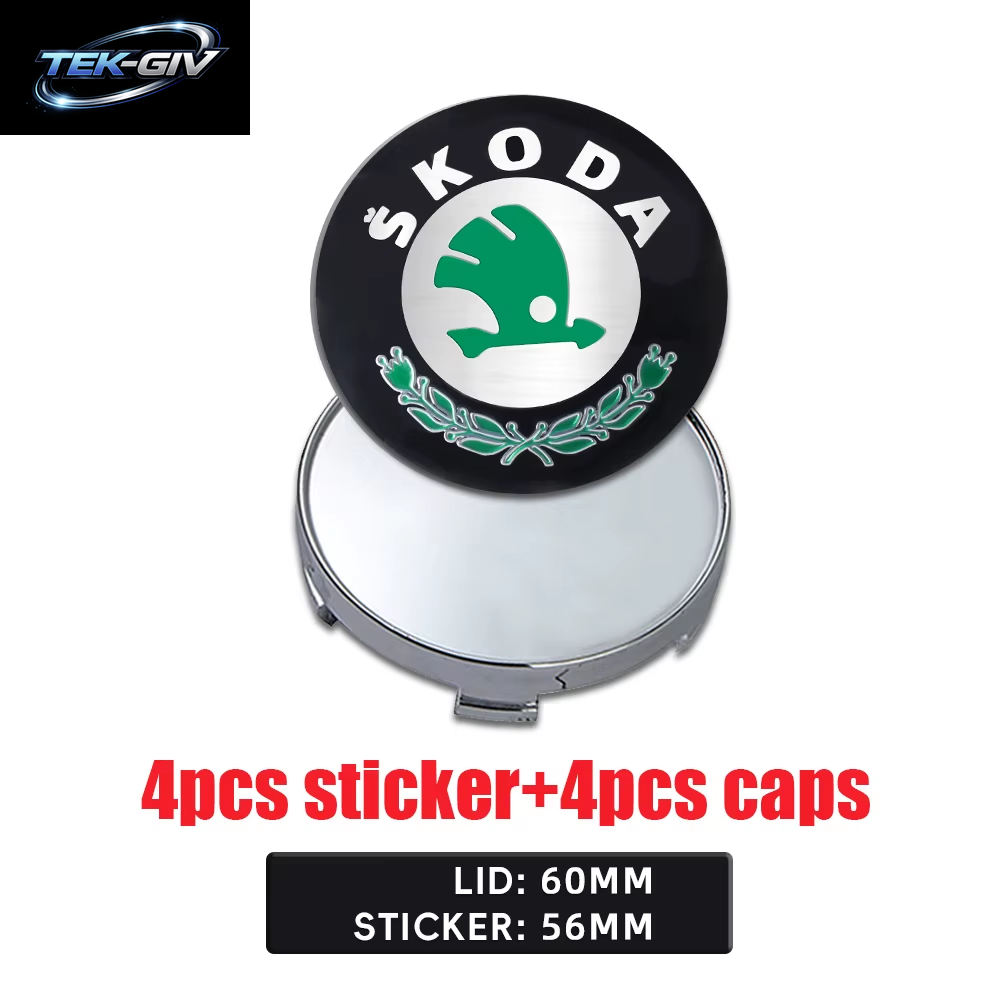 56/60/65/68 MM Auto Rad Center Hub Caps Aufkleber Reifen Felge Abdeckungen Für Skoda S Logo Octavia Fabia 2 Superb 2 Kamiq VRS VII Kodiaq