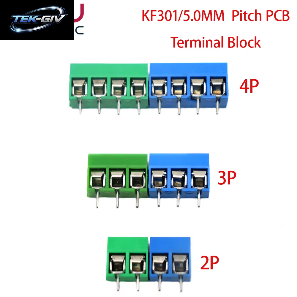 10 Stücke 50 Teile/Los KF301-5.0-2P KF301-3P KF301-4P Pitch 5,0Mm Gerade Pin 2P 3P 4P Schraube PCB Terminal Block Stecker Blau Grün