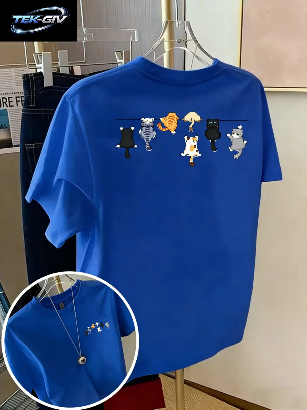 Cartoons Cats Prints T-Shirts Sommer Damen Baumwoll-T-Shirts Basic O-Ausschnitt Oversize Kurzarm-Tops Casual Street Woman Kleidung