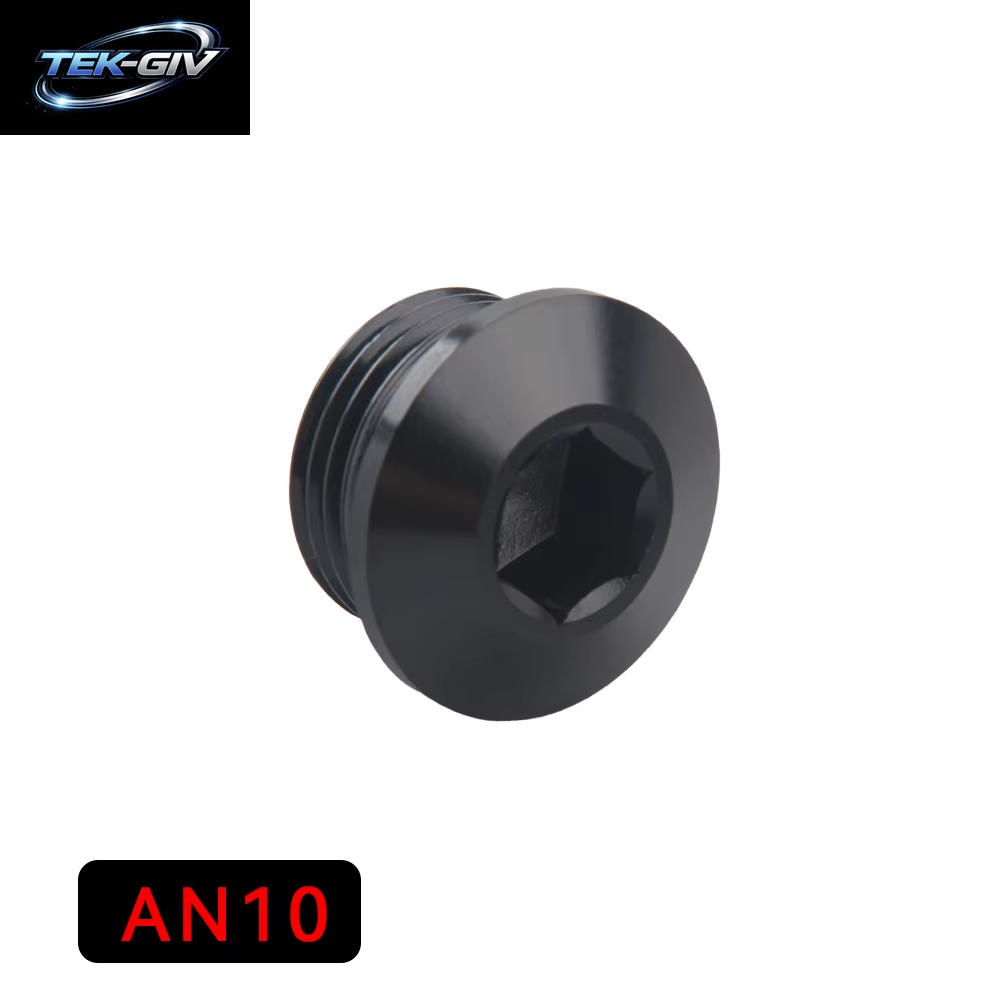 Aluminium AN3 AN4 AN6 AN8 AN10 AN12 AN16 AN20 ORB Sockel Sechskant O-Ring Boss Stecker SCHWARZ