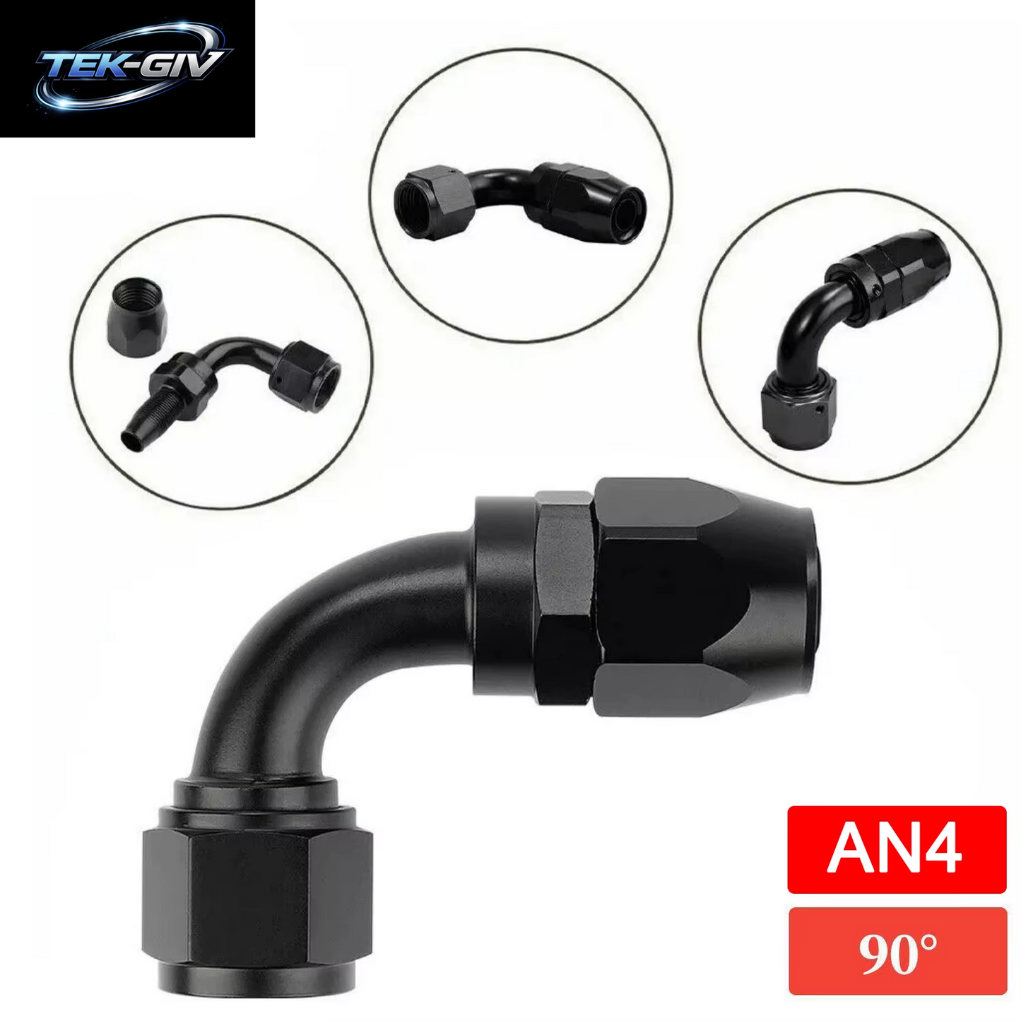 1 Stück Schwarz AN4 AN6 AN8 Gerade 45 60 90 120 150 180 Grad Öl Kraftstoff Schwenk Schlauch Ende Fitting Öl Schlauch Ende Adapter Kit