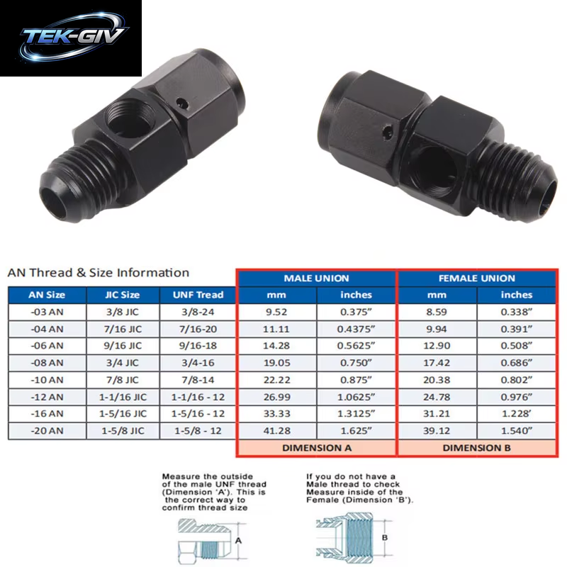 Neue AN4 6 8 10AN Stecker Auf Buchse 1/8 NPT Gauge Sensor Seite Port Adapter Öl Kraftstoff Fitting Schlauch Ende Adapter