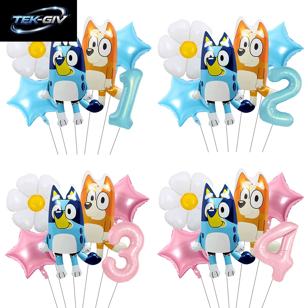 Anime Bluey Bingo Themen-Folienballons Set Latexballons Kindergeburtstag Party Dekoration Babyparty Zahlenballon Globos