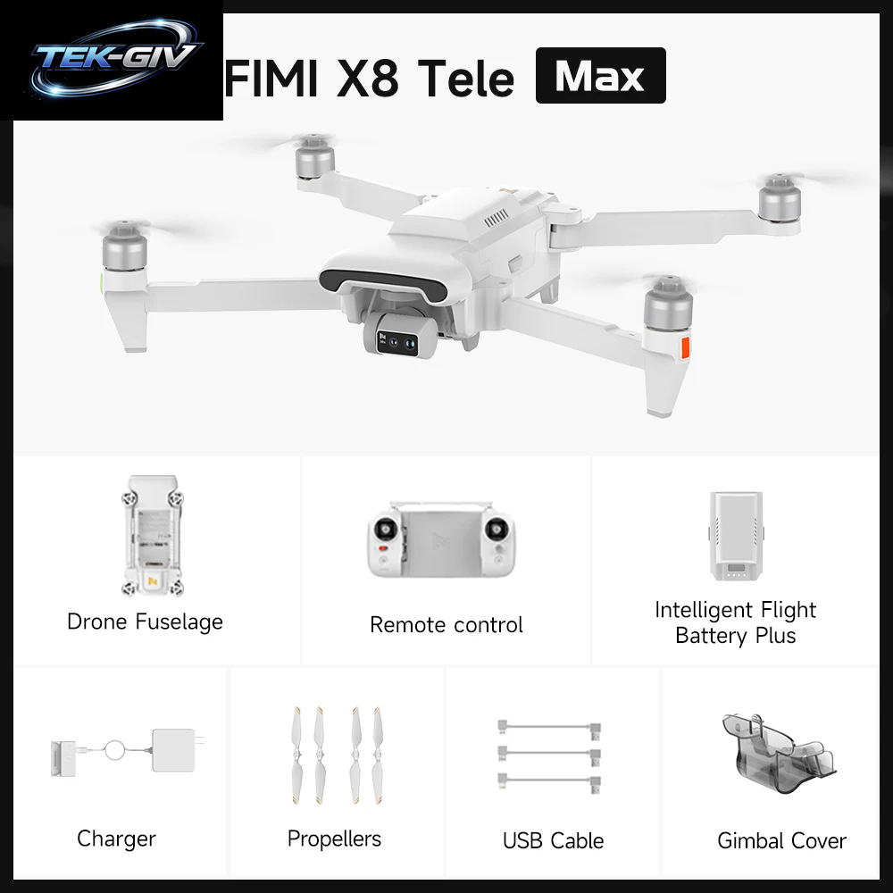 FIMI X8 Tele Max Neue Drohne Mit Weitwinkel-Telekamera, 30-Fachem Hybridzoom, 20 Km Reichweite, 4K 60Fps, 3-Achsen-Gimbal, GPS, Ki-Super-Nachtvideo