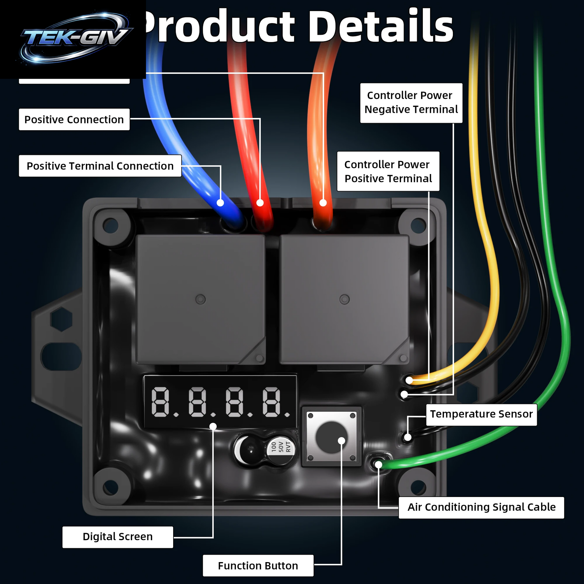 Digitaler Controller Für Kühlerlüfter # 0444 Dualer Elektrischer Thermosventilator, 12 V Und 24 V, Einstellbarer Temperaturbereich Von 40 ° C Bis 110 ° C
