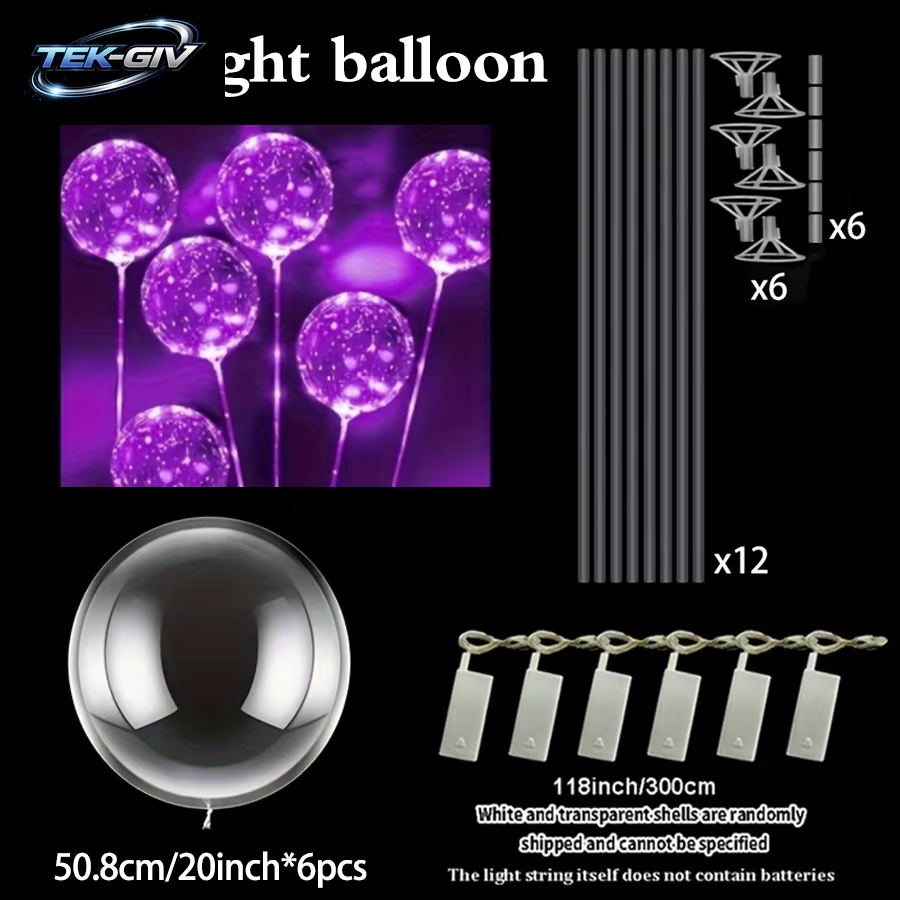 6 Leds Leuchtende Transparente Luftballons Für Hochzeiten, Geburtstage, Junggesellenabschiede (Batterie Nicht Im Lieferumfang Enthalten), Valentinstag, Jahrestag
