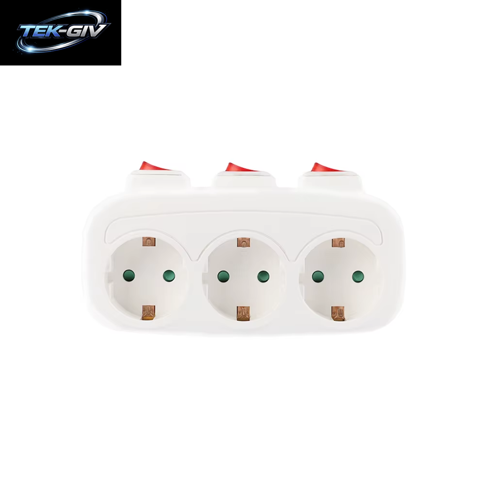 CILIA 1/2 Stück Eu-Stecker, 3-In-1, Steckdose Mit 3 Schaltersteuerung, Multi-Steckdosenleiste, 3 Steckdosen, Für Zuhause