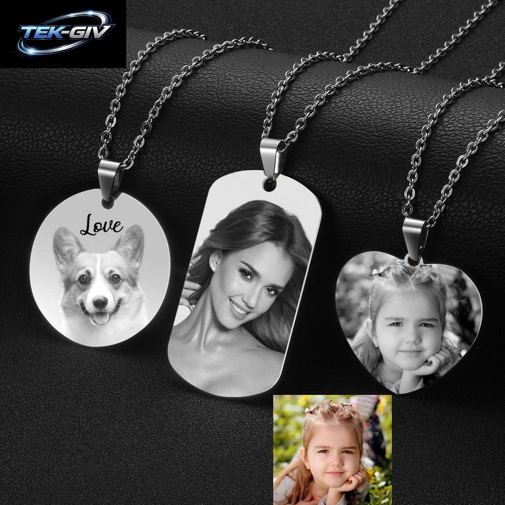 Benutzerdefinierte Foto-Halskette Für Frauen, Herz-Edelstahl-Anhänger, Personalisierbar, Graviertes Bild, Fotos, Name, Liebhaber, Weihnachtsgeschenke