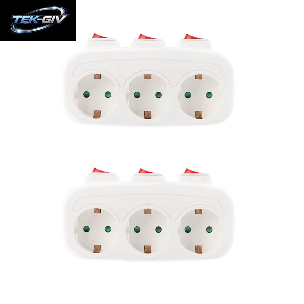 CILIA 1/2 Stück Eu-Stecker, 3-In-1, Steckdose Mit 3 Schaltersteuerung, Multi-Steckdosenleiste, 3 Steckdosen, Für Zuhause
