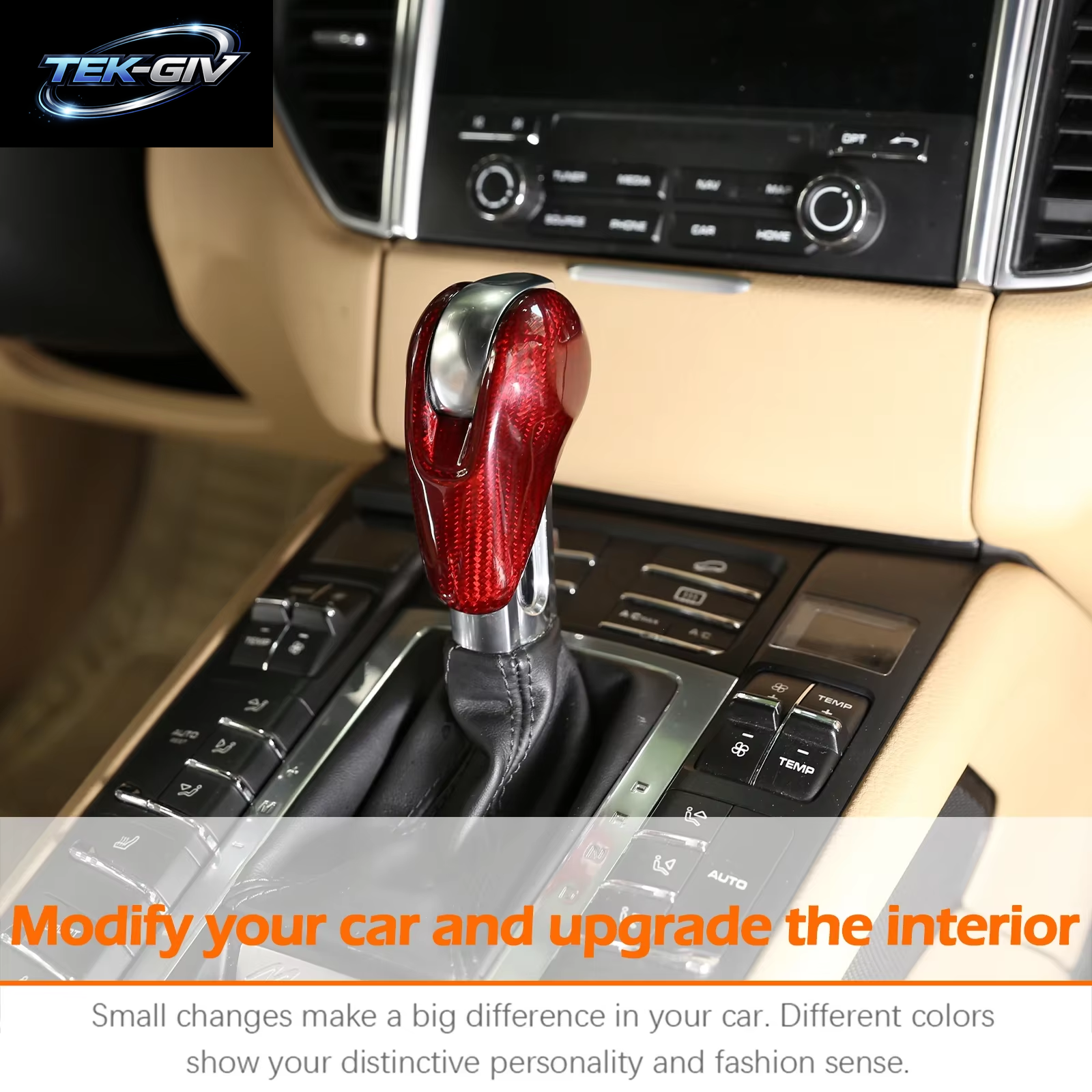 Real Carbon Fiber Auto Getriebe Shift Kopf Abdeckung Trim Für Porsche MACAN 718 911 Panamera 970 Cayman Boxster 2009-2021 Auto Zubehör
