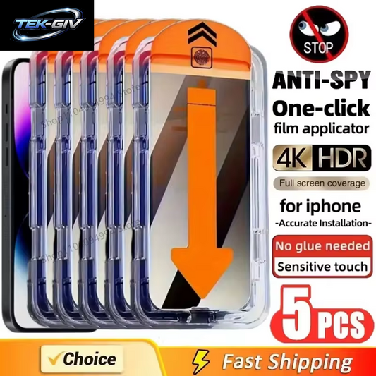 5PCS Staubfreie Privatsphäre Displayschutzfolie Für Iphone 17 17 Air 15 16 14 11 12 13 Pro Max X XR 16E Anti-Spion Glas Einfache Installation Box